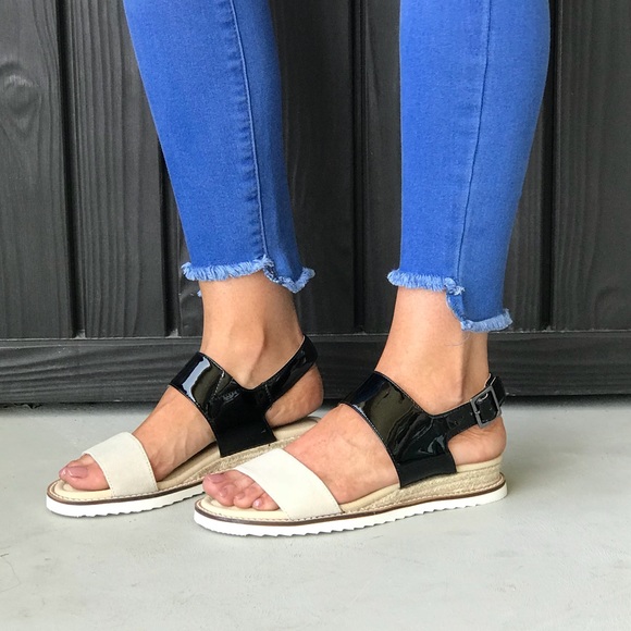 Colorblock Leather Espadrille Wedge Sandals - Picture 3 of 7